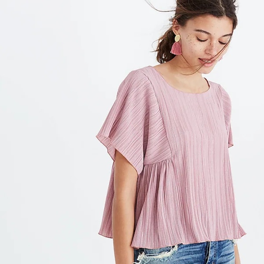 Madewell Texture & Thread Micropleat Top in Vintage Mauve